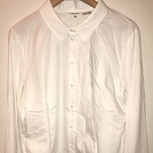 Calvin Klein Mixed Media White Dress Shirt.
